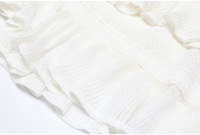 Robe Mini Tricotée Élégante et Décontractée pour Femme, Col Rond, Patchwork, Volants Superposés, Sans Manches, Découpes, Coupe Ajustée