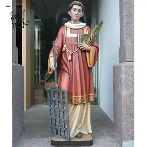 Huisdecoratie Westerse Religieuze Glasvezel Levensgrote Katholieke Hars St Saint Lawrence Standbeeld