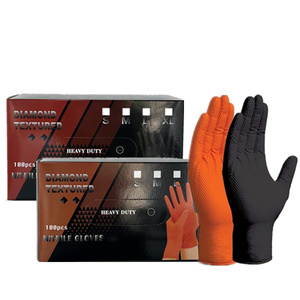Industrial Mechanical Heavy Duty Orange Nitrile <strong>Gloves</strong> 8 Mil Disposable Diamond <strong>Grip</strong> Work Black Nitrile <strong>Gloves</strong> XL - Product Image 1
