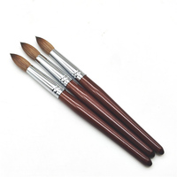 Vente chaude USA Rouge Manche En Bois Acrylique 100% Pure Sable Kolinsky Angleterre Acrylique Poudre Brosse Serti Taille 18-20