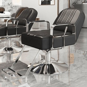 Fauteuil de barbier en cuir noir, fauteuil inclinable hydraulique, fauteuil de coiffure avec repose-pieds, mobilier de salon moderne - Product Image 3