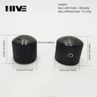 Aksesori Modifikasi Instrumen HIVE 6MM Desain Ukiran Logam Anti-Selip Model Kenop Potensiometer Gitar Elektrik