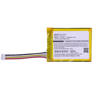 แบตเตอรีลิเธียมไอออนแบบ L0721-LF ชาร์จไฟได้<span class=keywords><strong>3</strong></span>.7V 1000mAh คลิป Clip3ทราย<span class=keywords><strong>3</strong></span>คลิปสำหรับลำโพง <span class=keywords><strong>JBL</strong></span> - Product Image 1