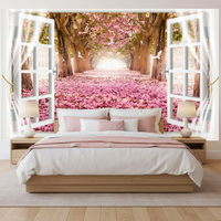 Papier peint mural en soie à effet visuel 3D, fleurs de cerisier romantiques, rouleaux de papier peint luxueux pour la décoration de la maison et des hôtels