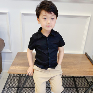 Magliette Casual da ragazzo per la primavera/estate <span class=keywords><strong>con</strong></span> risvolto monopetto a tinta unita camicie <span class=keywords><strong>con</strong></span> maniche corte per bambini - Product Image 4