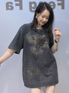 T-shirt Estiva Trendy Unisex Taglie Forti con Effetto 3D Tie-Dye Coreano e Strass, Girocollo a Maniche Corte, Ideale per Outfit di <span class=keywords><strong>Coppia</strong></span> - Product Image 1