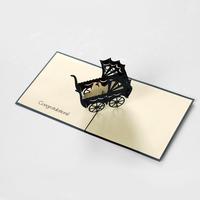 HMG mejor opción diseño personalizado para el mes completo bebé saludo 3D Pop Up tarjetas o recién nacido
