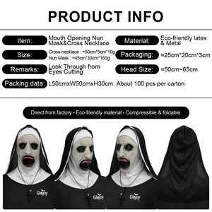 Máscara de Látex con Boca Abierta, Monja, Diablo, Cara Aterradora, Disfraz de Halloween, Cosplay, Accesorios de Terror, Personalizable - Product Image 2