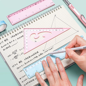 Ensemble de 4 règles en plastique transparent colorées de 20 cm pour les élèves, outils de mesure <span class=keywords><strong>math</strong></span>ématiques, papeterie scolaire - Product Image 2