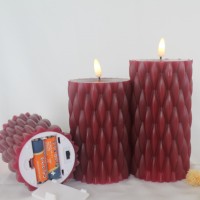 Bougies cylindriques LED à flamme mobile en cire véritable blanche, sans flamme, pour décoration d'hôtel et de mariage, lot de bougies LED