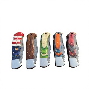 Couteau pliant de poche en acier Damas, manche en bois, haute qualité, multifonctionnel, qualité industrielle OEM, garantie 3 ans, pour détaillants, 59-60HRC - Product Image 3