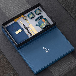 Ensemble de neuf pièces Souvenir d'entreprise personnalisé luxe promotionnel Ensemble de neuf pièces avec bloc-notes stylo à thé personnalisé pour bloc-notes et thé - Product Image 3