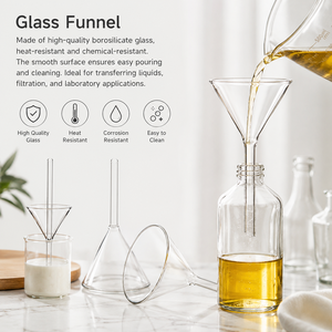Entonnoir triangulaire en verre borosilicate haute résistance Degao avec long col pour un transfert et une filtration sécurisés des liquides dans les laboratoires de chimie - Product Image 2