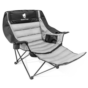 GearTop Folding Beach Chair With <b>Footrest</b> Padded Polyester Modern Design Outdoor Camping Use - Product Image 1