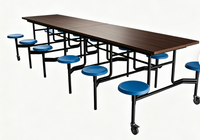 Unité de restauration rapide pliante moderne 10 places Table à manger scolaire Salle à manger Cafétéria Restaurant Meubles Hôtels Entrepôts Halls