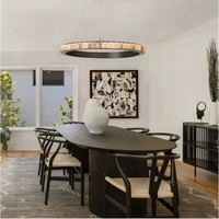 Lustre en albâtre, luminaires suspendus ronds, lampes de luxe pour villa, éclairage moderne