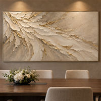 Peinture à l'huile Paysage Arbre Doré Feuille d'Or Montagne Lac Art Mural Moderne Toile Texturée Décoration pour Salon Hôtel Villa