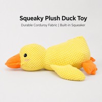Jouet en peluche pour chien anti-stress lavable en machine, canard jaune doux et rembourré, jouet à mâcher pour animaux de compagnie avec couineur intégré