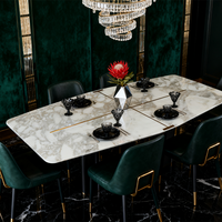 Table à manger rectangulaire en marbre blanc de luxe pour la maison, le restaurant, la cuisine, le salon, les meubles de salle à manger