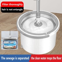 Système de séparation eau propre/eau sale Magic for Bucket Set, serpillière microfibre rotative à 360°, panier en acier inoxydable, économie d'eau 4L