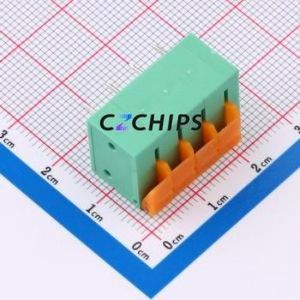 MX142R-5.08-04P-GN01-Cu-A Spring Terminal Block Bent Lead Through Hole,P=5.08mm Connector 1x4P 5.08mm Green Right Angle Insert - Product Image 2