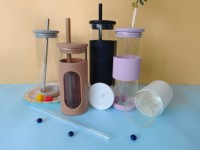 Manchon de protection 2026 sans BPA pour gobelet à eau, bouteille en verre personnalisée, verre à boire, best-seller, couvercles et pailles