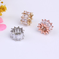 14k Gold Mikro-Set Zirkonia-Perlen-Trenner, schlanke Taillenfassperle, DIY Schmuckzubehör, Großhandel für Armbänder und Halsketten