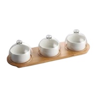 Bol à mélanger en céramique, assiette à salade avec couvercle en verre, plateau en bois créatif, ensemble de vaisselle en céramique, assiette de restaurant d'hôtel