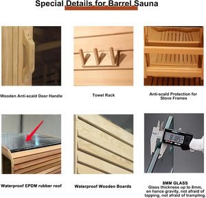 Sauna combiné pour plusieurs personnes <span class=keywords><strong>en</strong></span> <span class=keywords><strong>bois</strong></span> de pruche massif, vapeur humide, panneau de commande informatisé, infrarouge lointain - Modèle standard à vendre - Product Image 6