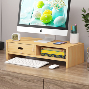 Desktop <b>Computer</b> Riser Stand With Drawer Monitor Stand Office <b>Desk</b> Storage Rack 3 Layers Rectangle Standing Type - Product Image 2