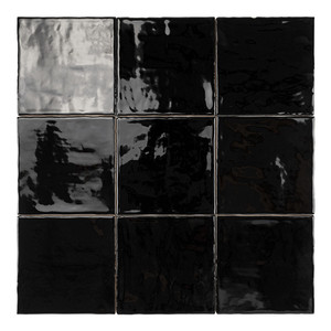 Piastrella Creta 13x13 Cm Nera Lucida con Bordi Irregolari Spessore 9 Mm - Product Image 2