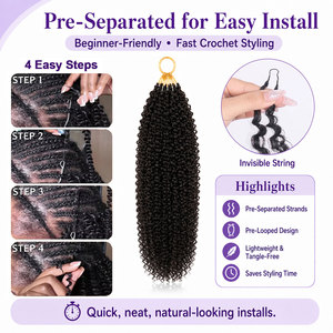 Extensioni per <span class=keywords><strong>capelli</strong></span> ricci afro all'uncinetto, 100% naturali, pre-selezionate, invisibili, per trecce boho - Product Image 5