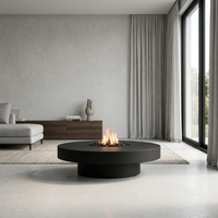 ECOTOUGE Ensemble de table de foyer au propane 2 pièces avec couvercle de réservoir, table de feu en acier 50 000 BTU, couvercle résistant aux intempéries, pierres de lave