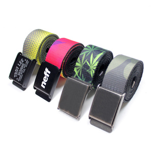 Cinturón de tela de poliéster de color mixto con logotipo personalizado M648934YO, cinturón elástico tejido para hombre. - Product Image 1