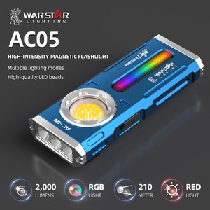 Linterna EDC Magnética <span class=keywords><strong>de</strong></span> 2800LM, Recargable por USB, Resistente al Agua IP56, Luz Lateral RGB, Luz Roja <span class=keywords><strong>de</strong></span> Advertencia, para Camping, Reparaciones, OEM, Personalizable - Product Image 2