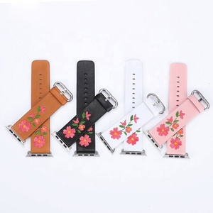 Correa de patrón Floral para iWatch, banda de cuero estampado para <span class=keywords><strong>Apple</strong></span> <span class=keywords><strong>Watch</strong></span> series 7/6/5/4, 44mm, 38mm, 42mm - Product Image 3