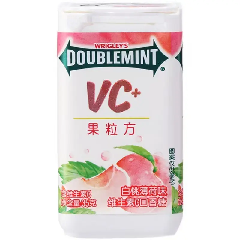 China Xylitol VC Goma de mascar Branco Sabor Menta Pêssego 35g 100% Xylitol 0 Goma de mascar gorda