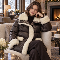 Manteau matelassé en duvet de canard marron foncé personnalisé avec col en fourrure, 90 % duvet de canard, manches longues, pour femme, idéal pour l'hiver et le quotidien en extérieur