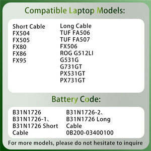 อะไหล่แบตเตอรี่แล็ปท็อป B31N1726สำหรับ <span class=keywords><strong>ASUS</strong></span> <span class=keywords><strong>TUF</strong></span> FX504 FX86 FX505 FX95 FA506 FX506 ROG G512โน้ตบุ๊คเล่นเกม G531 - Product Image 2