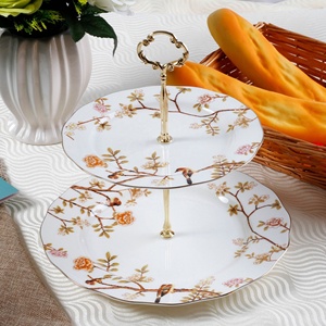 Juego de Platos de Porcelana de 2 Niveles Estilo Real para Aperitivos, Postres y Tartas - Product Image 4