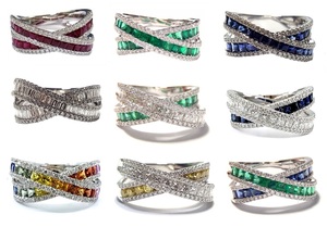 Bán Buôn Thanh Lịch Đồ Trang Sức Tốt Chất Lượng Tốt Cầu Vồng Vòng 14K Rắn Màu Trắng Vàng Sapphire Đá Quý Chéo Ban Nhạc Nhẫn Cho Phụ Nữ - Product Image 4