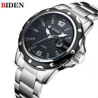 BIDEN 0012 neues Design genaue Herren Quarzuhr schön Edelstahl wasserdicht Datum Anzeige Charakter Business Handuhr