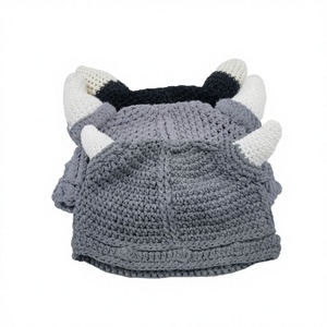 Gorro Unisex para Niños Hecho a Mano con Bordado 3D en Crochet, 100% Acrílico |   Diseño de Animales Tiernos Dibujados a Mano, Bajo MOQ para Niños Pequeños - Product Image 1