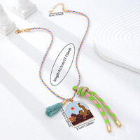 Collier à 3 couches en cordon tressé multicolore avec pendentif botte de cowboy et breloques émaillées, bijoux fantaisie OEM/ODM, colliers dorés