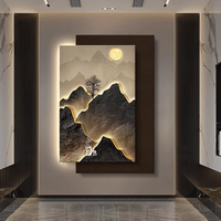Peinture murale décorative moderne et pliable, motif montagne 3D en grès imprimé, écologique, aquarelle, plantes vertes fraîches