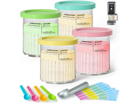 Lot de 4 contenants de stockage réutilisables avec manchons isolants, compatibles avec les sorbetières des séries NC501 et NC500, lavables au lave-vaisselle