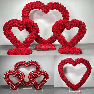 Arco Floreale per Proposta di <span class=keywords><strong>Matrimonio</strong></span>, Sfondo a Forma di Cuore, Decorazione Nuziale, Arco di Fiori Artificiali Rosa per Eventi - Product Image 3