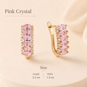 ต่างหูแฟชั่นผู้หญิง18K สีโรสโกลด์ชุบสีฟ้าแวววาวเครื่องประดับคอสตูม CZ ต่างหูสำหรับผู้ผลิตขายส่ง - Product Image 3