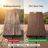 Dalles de terrasse durables en PVC carrées de 24 mm d'épaisseur, 141 mm de largeur, imperméables pour jardin, terrasse extérieure, projets de paysagisme