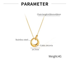 European and American style necklace, women's stainless steel, niche design, interlocking, simple and versatile, <b>titanium</b> steel - Product Image 4